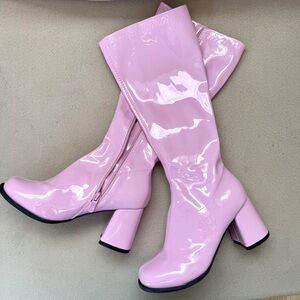 Pink Patent Leather Go-Go Boots